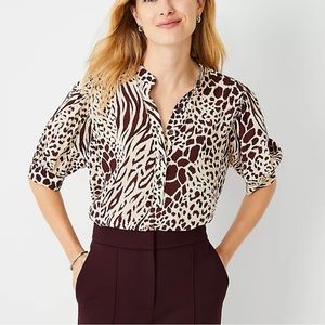 Ann Taylor Mixed Animal Print Top